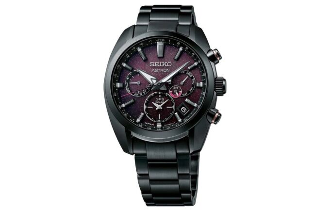 ASTRON Astron GPS Solar Dual-Time 42,7 mm Ediție limitată Negru/Violet