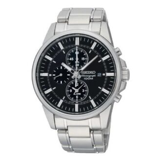 Ceas cu cuarț Business Casual Sports cu cadran negru și curea argintie