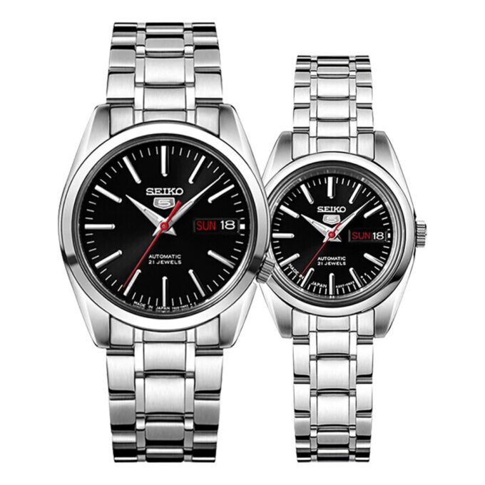 Ceas mecanic unisex negru/argintiu SNKL45J1+SYMK17J1