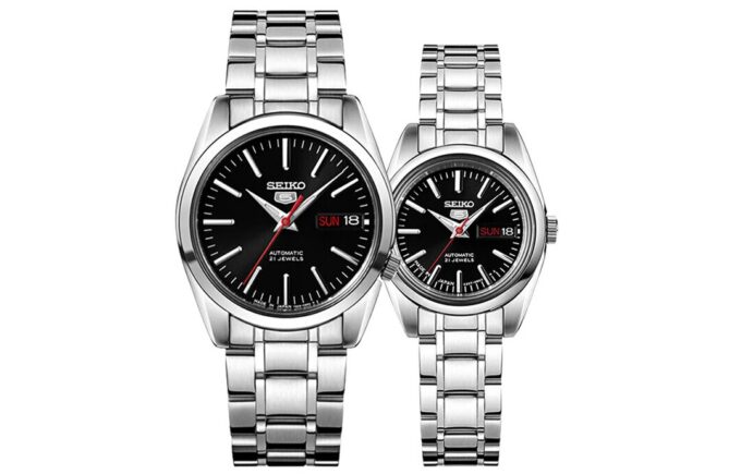 Ceas mecanic unisex negru/argintiu SNKL45J1+SYMK17J1
