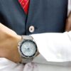 Nr. 5 Ceas mecanic automat rezistent la apă cu curea din oțel, albastru-argintiu